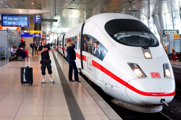 ICE train, airport train station, Frankfurt, Germany