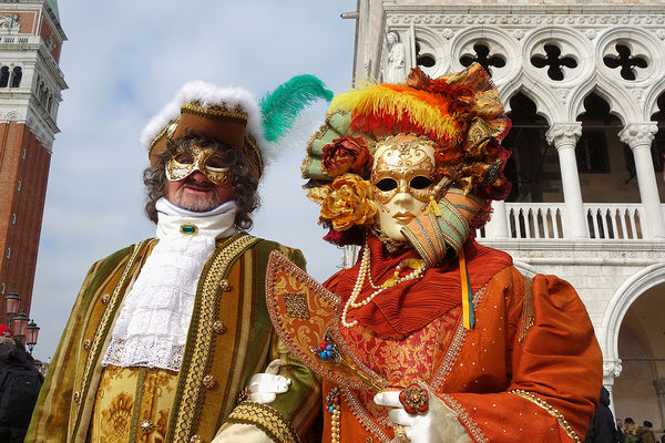 Carnevale costumes on St. Mark's Square, Venice, Italy