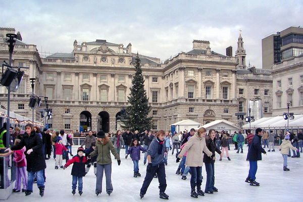 Ice skating at Somerset House, London, England