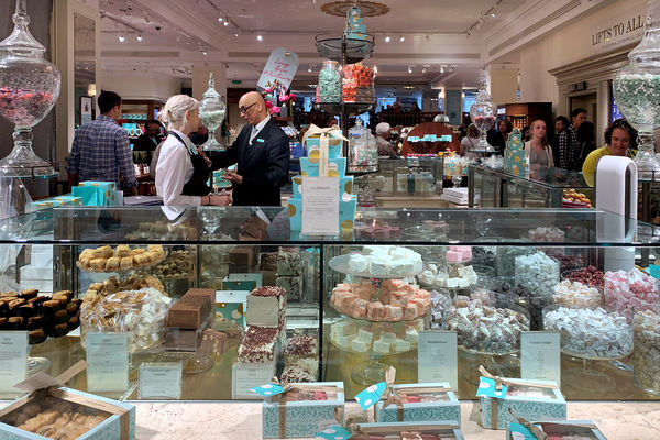 Fortnum & Mason confectionery counter, London, England