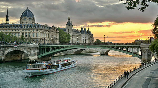 Sunset on the Seine, Paris, France