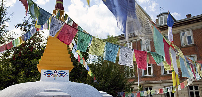 Stupa Buddhist temple in Christiania, Copenhagen, Denmark