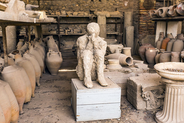 Cast of Vesuvius victim, Pompeii, Italy