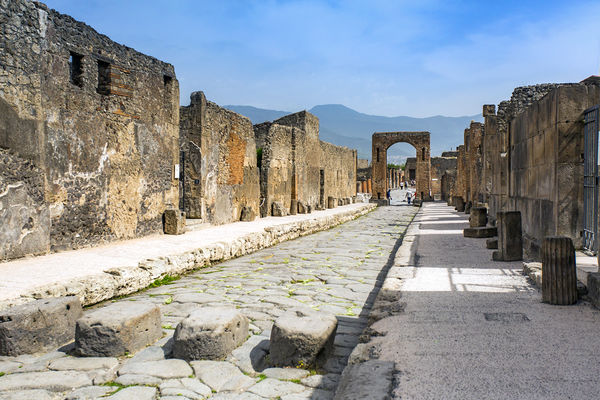 Via dell'Abbondanza, the main street of ancient Pompeii, Italy