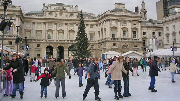 Ice skating at the Somerset House, London, England