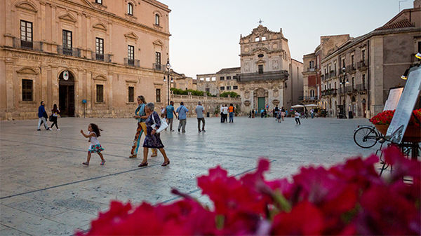 Ortigia's Piazza del Duomo in Syracuse, Sicily, Italy 