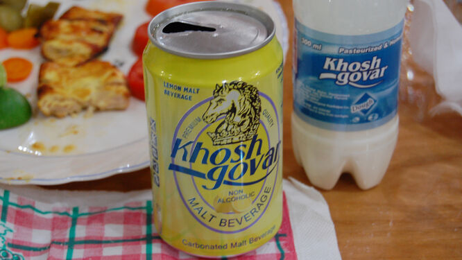 A non-alcoholic "malt beverage" that looks like a beer, Iran