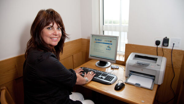 Woman using computer