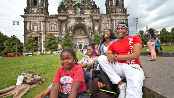 Family at Lustgarten and Berlin Cathedral, Germany