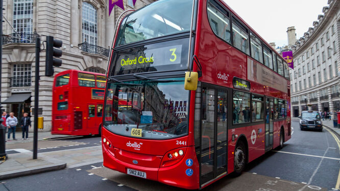 Double-decker bus in London, England