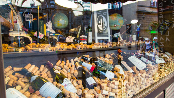 Wine shop storefront, Volterra