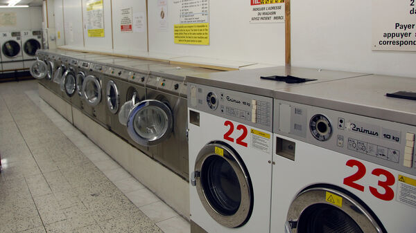 washing machines in a laundromat