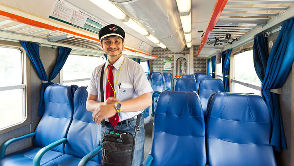 Empty seats in train cabin