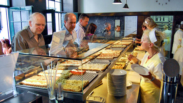 People in line at cafeteria