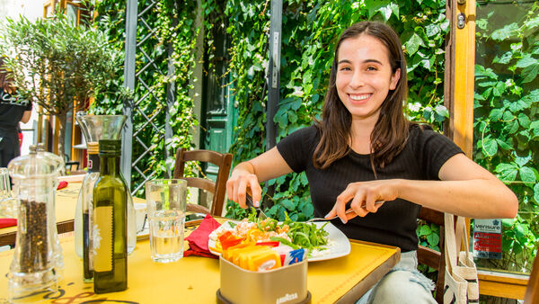 Woman eating a salad