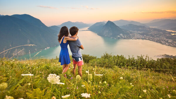 Sunset from Monte Brè over Lugano, Switzerland