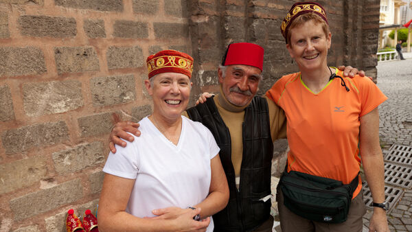 Wearing fezes in Sultanahmet neighborhood, Istanbul, Turkey