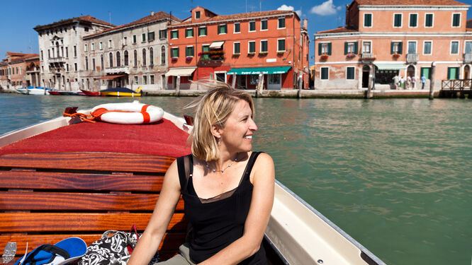 Water taxi ride to Murano, Venetian lagoon