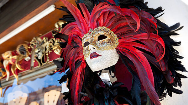Elaborate carnival mask for sale in Venice