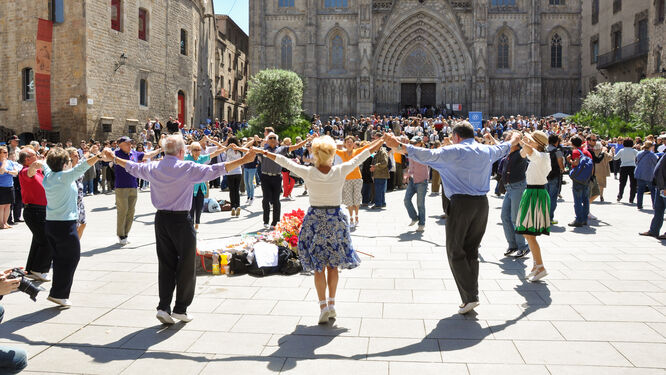 Sardana dancers, Barcelona, Spain