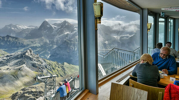 Piz Gloria restaurant atop Schilthorn peak, Berner Oberland