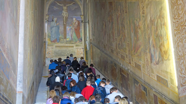 Pilgrims at Scala Santa, Rome, Italy