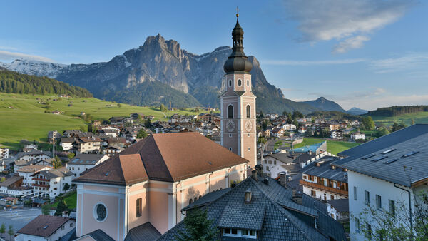 Church tower in Castelrotto / Kastelruth, Dolomites