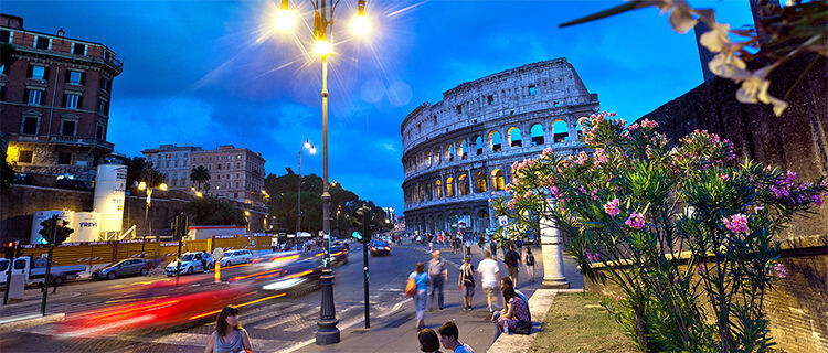 Roman Colosseum at dusk