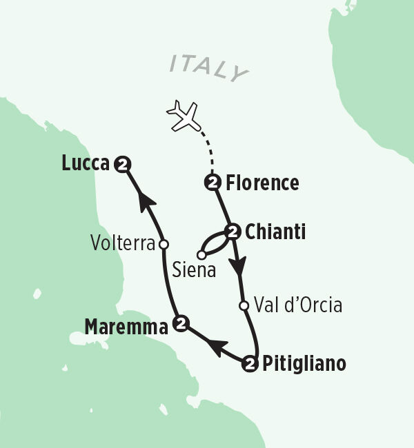 Tuscany Tour Map - New Rick Steves itinerary as of 2024