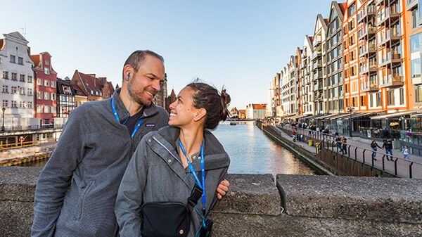 Couple on bridge in Gdansk