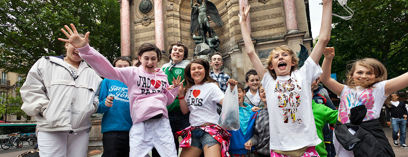 Kids jumping in Paris