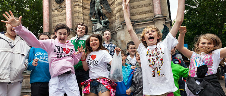 Kids jumping in Paris