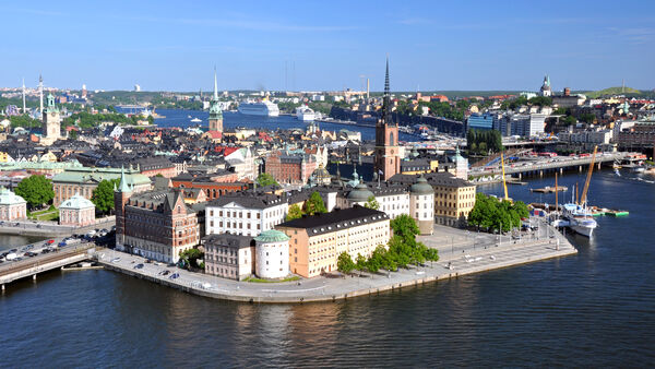 Stockholm's old town, Gamla Stan, as seen from the tower of City Hall