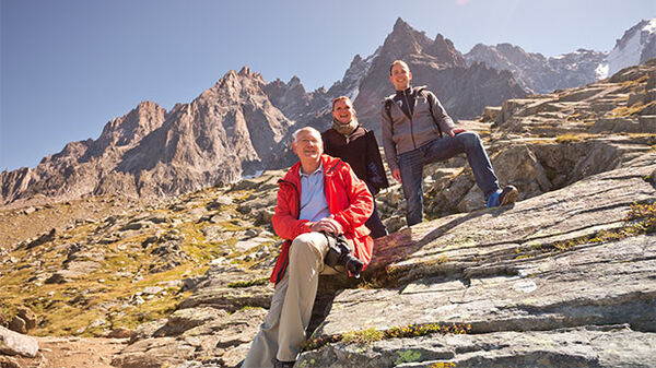 Trio of hikers, Chamonix, France