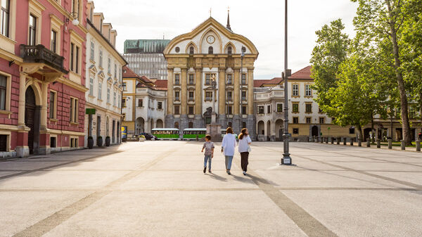 People walking in Congress Square, Ljubljana, Slovenia