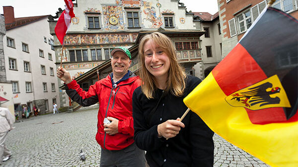 Lady with German flag, Munich