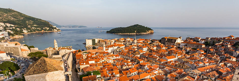 View of wall and rooftops, Dubrovnik, Croatia