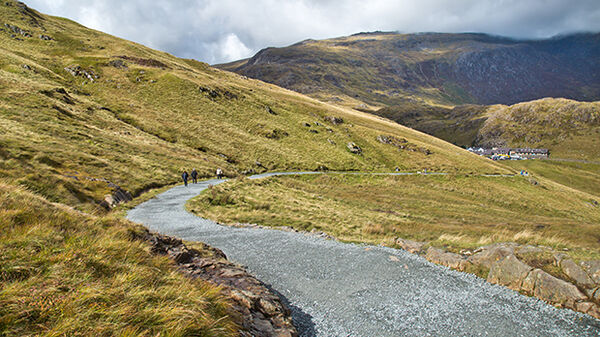 Path and hills, Snowdonia, Wales