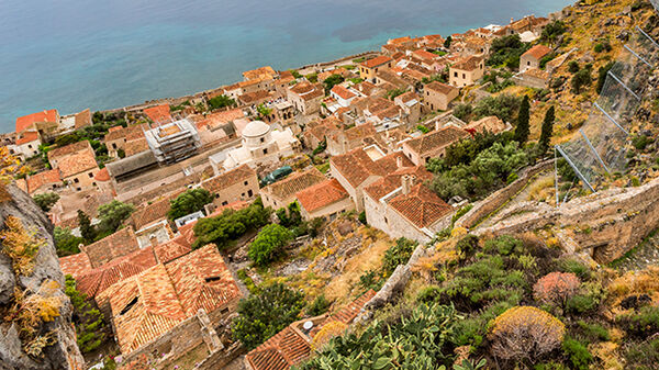 Cliff view, Monemvasia, Peloponnese, Greece