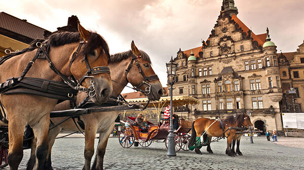 Horses and carriage at Royal Palace, Dresden, Germany