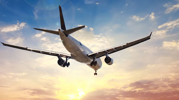 Jet airplane landing