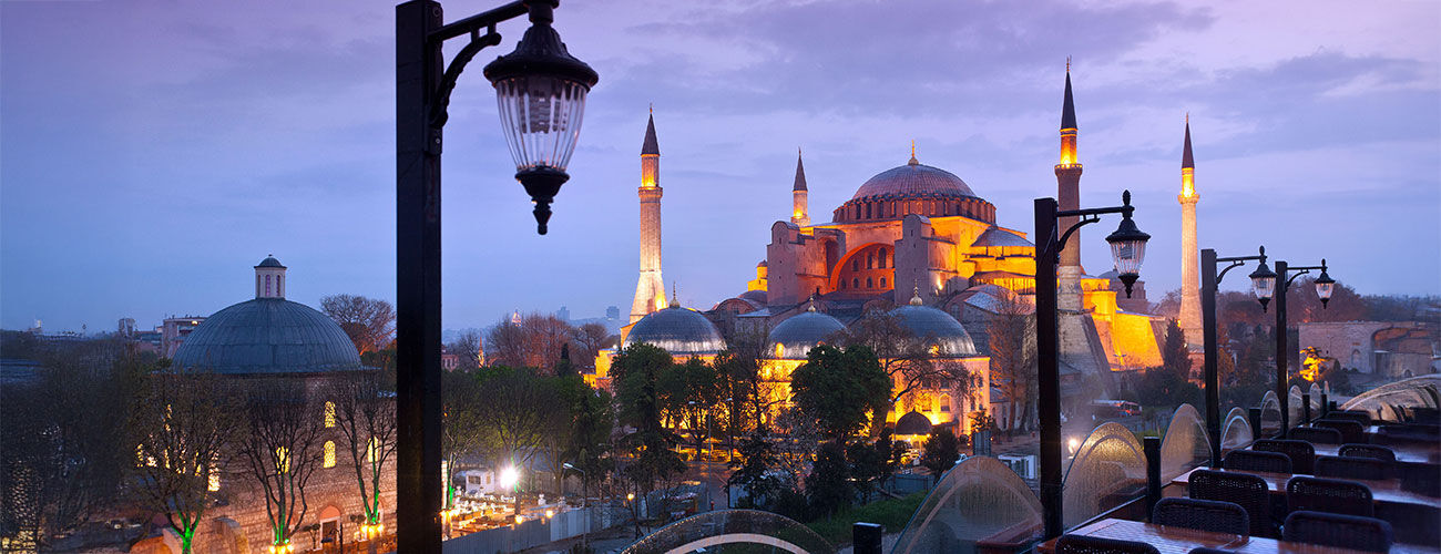 Mosque overview at twilight, Istanbul, Turkey