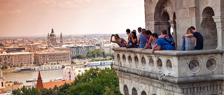 View of Parliament building and Danube, Budapest, Hungary