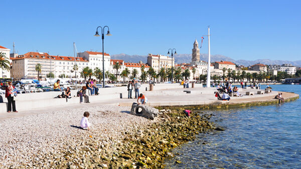 Beach and buildings, Split, Croatia