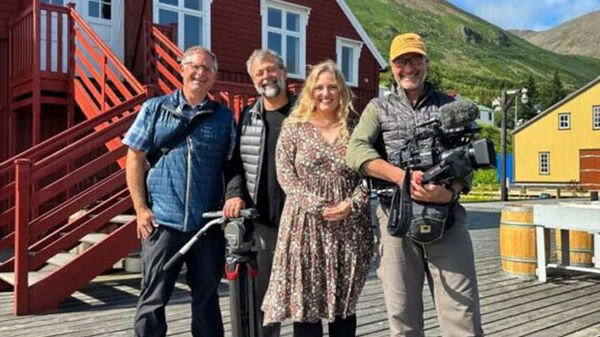 three men and a woman in iceland