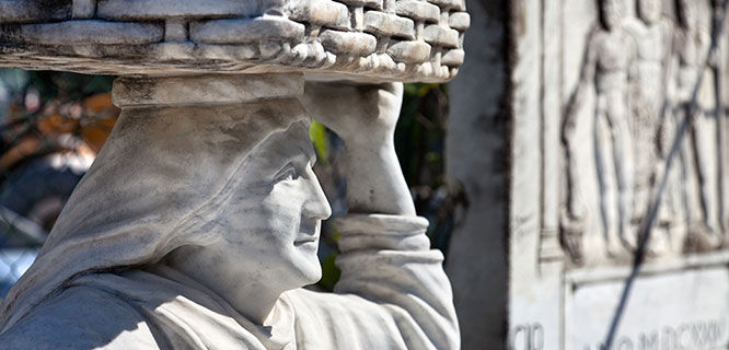 carrara marble statue of lady with basket