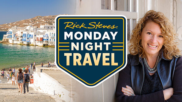 lady and scene in greece