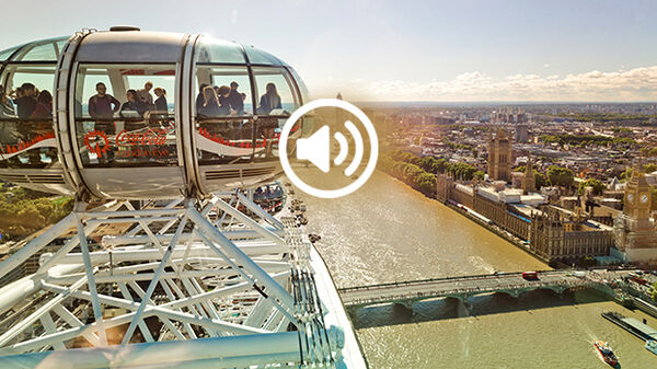 Thames view from London Eye pod, London, England