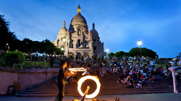 Basilica of Sacre-Coeur by night, Paris, France