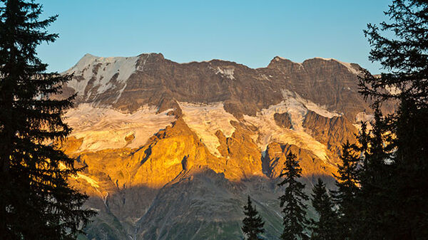 swiss alps at sunset